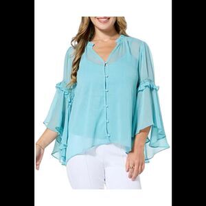 C. Wonder Women's Chiffon Drama Top Reef Waters - Regular